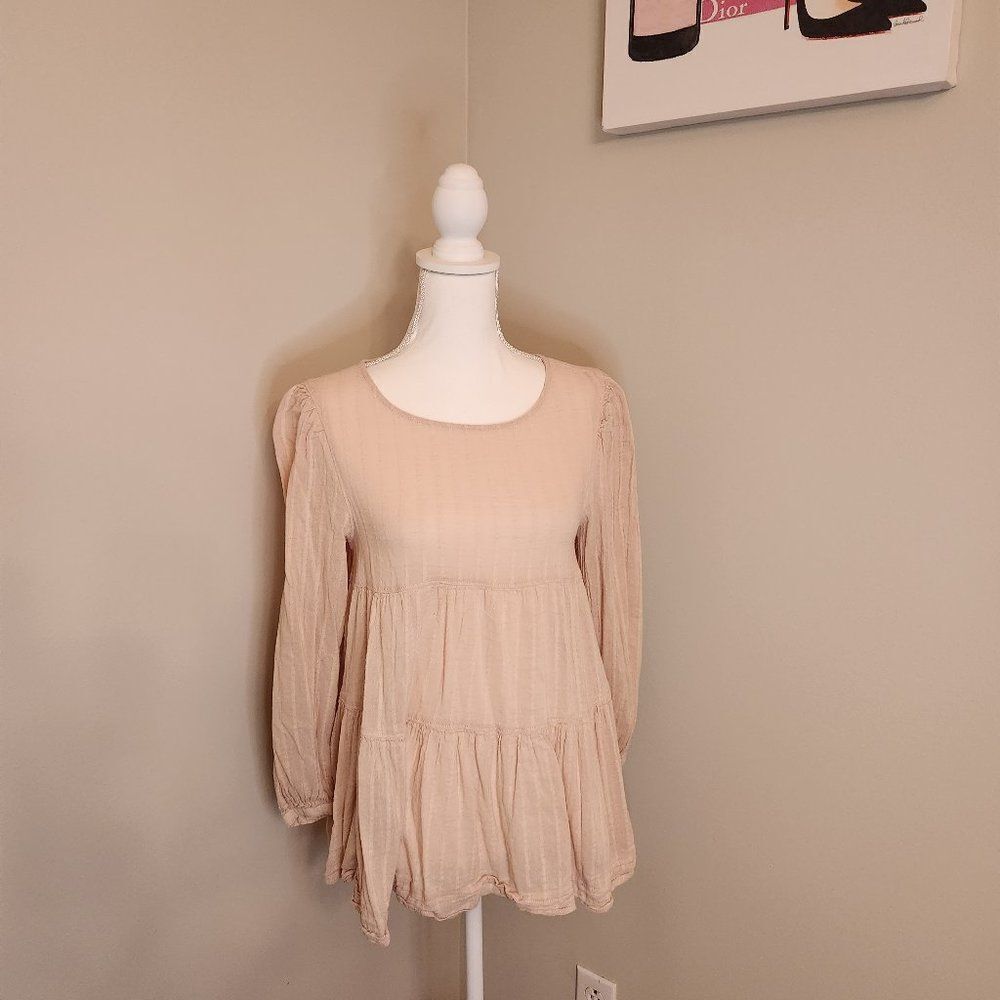 American Eagle Pale Pink Ruffle Tunic